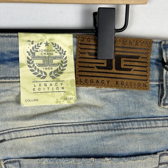 Jordan Craig Men Collins Distressed Ripped Denim Jeans 34/34 Blue Legacy Stretch - Picture 3 of 16